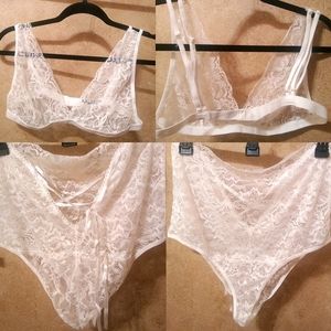🌺4/$30 🆂🅰🅻🅴 HIGH WAIST LACE UP 3 PC LINGERIE
